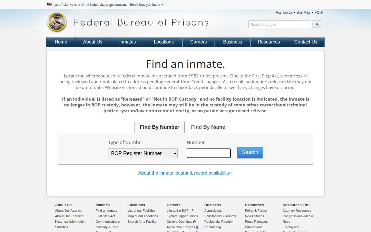 Federal BOP custody search for Danbury records with no mugshot photos